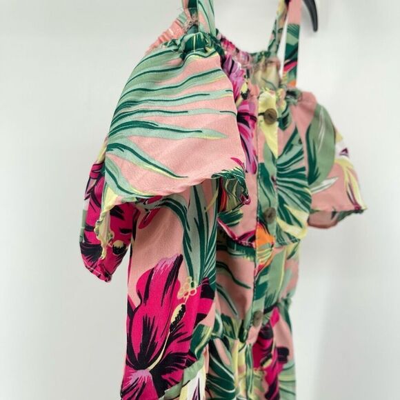RMLA Girls Pink Tropical Floral Off Shoulder With Straps Maxi Dress Size 10 - Picture 3 of 13